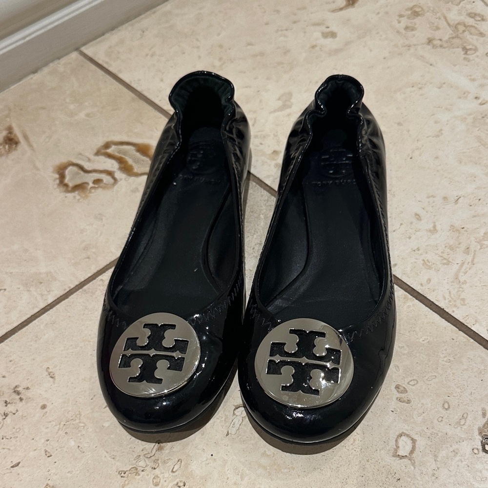 Tory Burch Black Patent Leather Flats